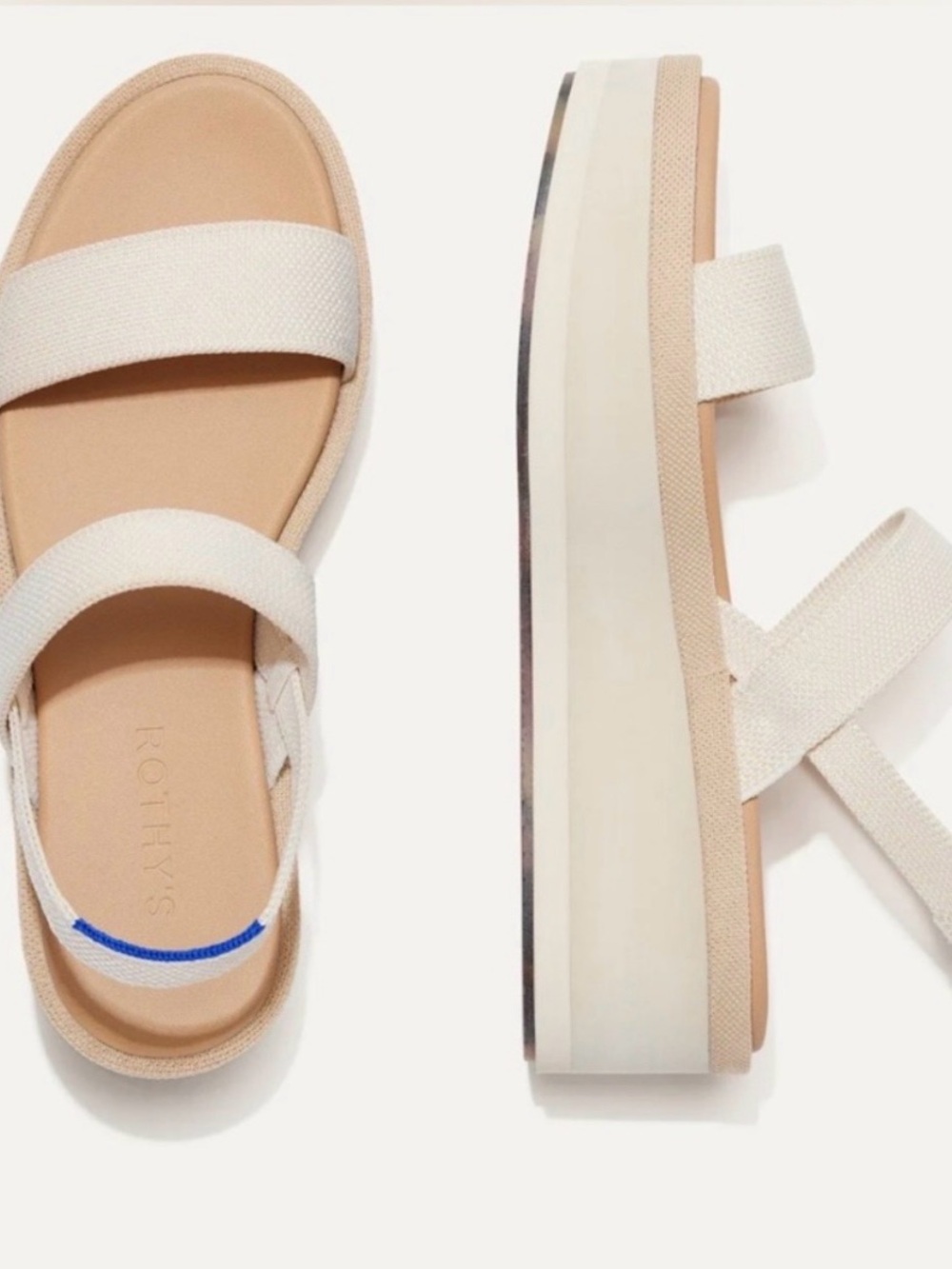 Rothy's Lightweight Wedge Platform Sandal in Ivory